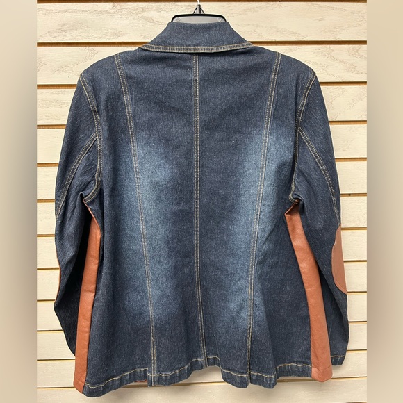 DG2 by Diane Gilman Brown Leather and Blue Denim Jacket - Picture 7 of 7